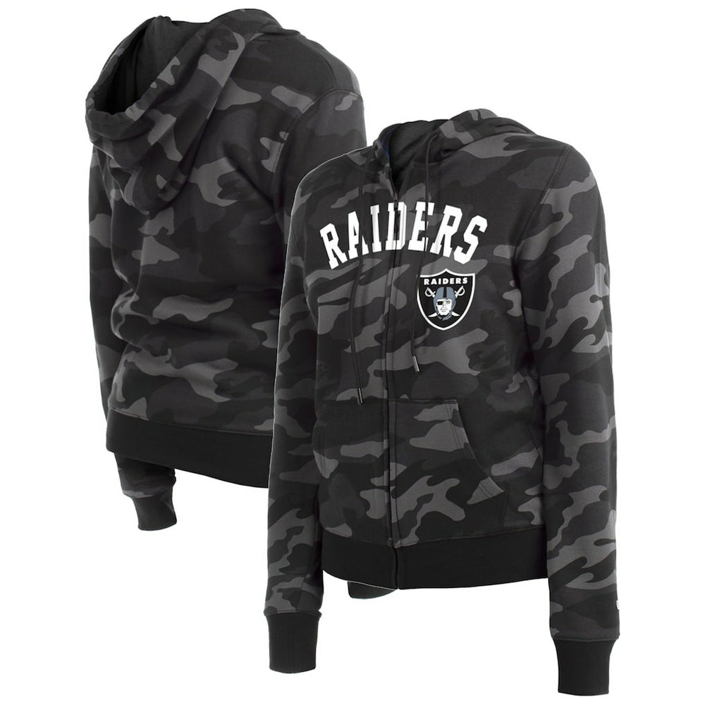 Las Vegas Raiders New Era Women's Camo Full-Zip Hoodie Black - NFL