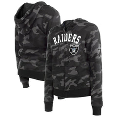 Las Vegas Raiders New Era Women's Camo Full-Zip Hoodie Black - NFL