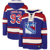 Mika Zibanejad New York Rangers '47 Player Name & Number Lacer Pullover Hoodie Blue