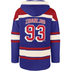 Mika Zibanejad New York Rangers '47 Player Name & Number Lacer Pullover Hoodie Blue