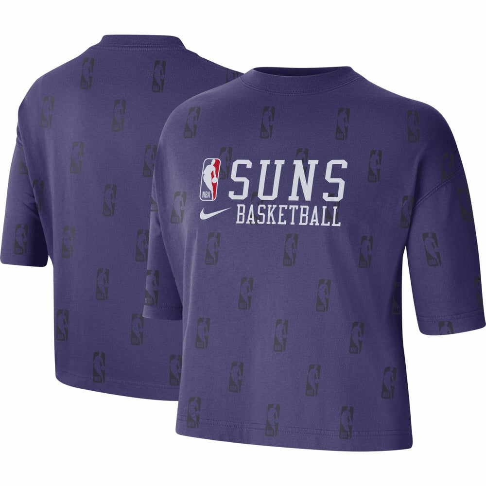 Nike - Phoenix Suns Women's Allover NBA Logo Boxy T-Shirt - Purple