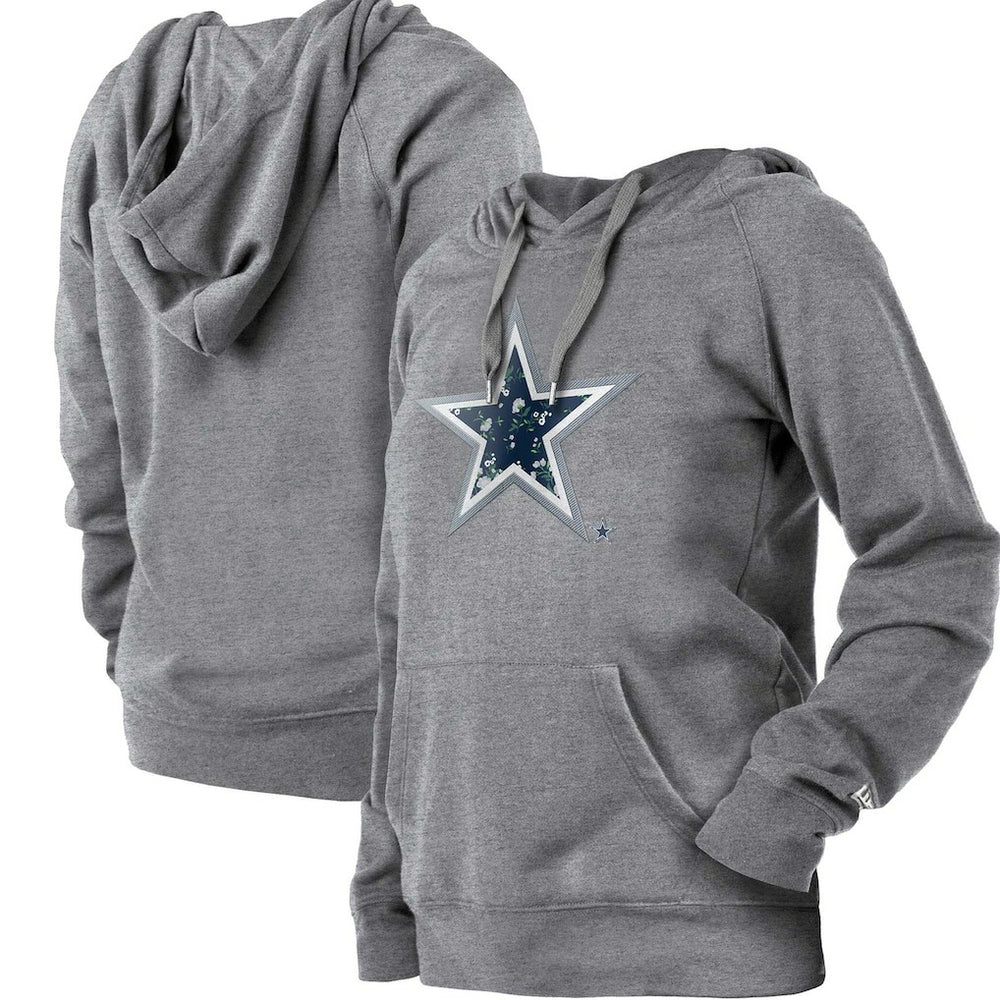Dallas Cowboys New Era Women's Floral Raglan Pullover Hoodie Gray - NFL
