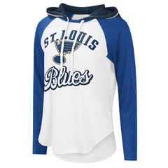 St. Louis Blues - G-III 4Her by Carl Banks Women's MVP Raglan Lightweight Hooded T-Shirt White/Blue