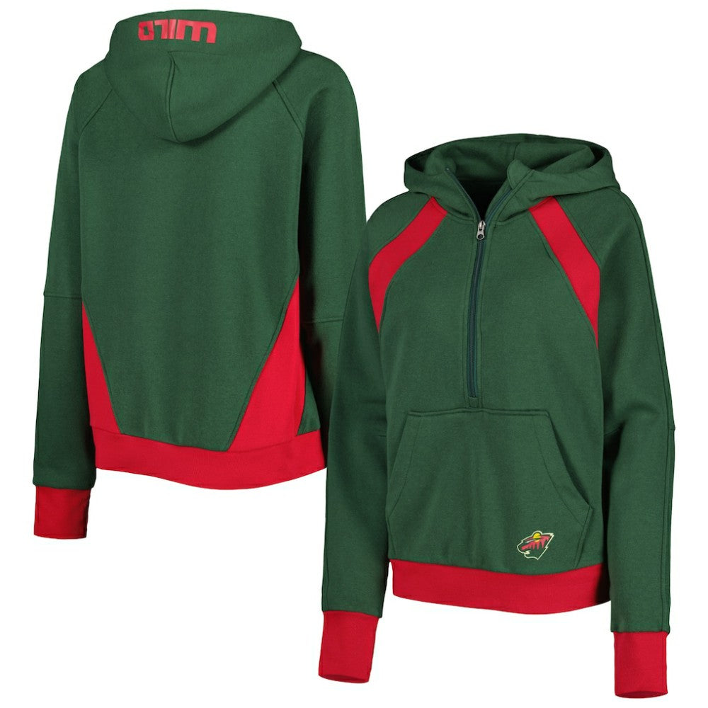 Minnesota Wild - Starter Women's Wishbone Half-Zip Hoodie Green