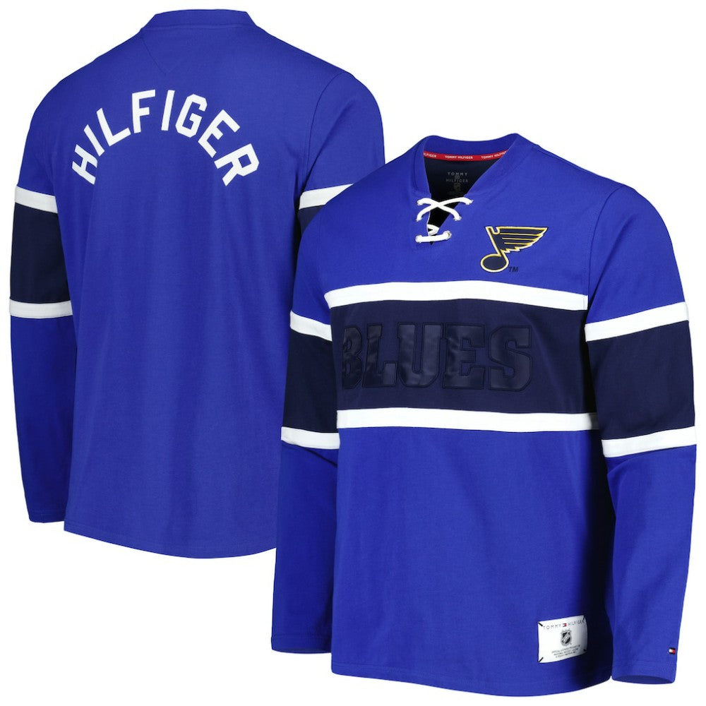 St. Louis Blues - Tommy Hilfiger Walter Lace-Up Long Sleeve Top Blue