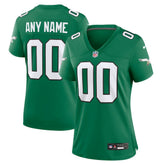 Philadelphia Eagles Women's Alternate Custom Game Jersey Kelly Green - Nike