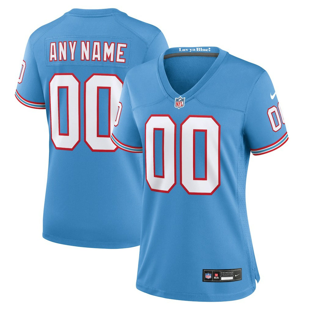 Tennessee Titans Women's Oilers Throwback Custom Game Jersey Light Blue - Nike