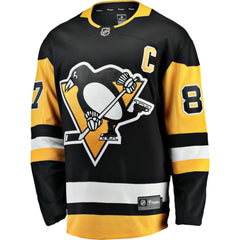 Sidney Crosby Pittsburgh Penguins Fanatics Captain Patch Home Breakaway Jersey Black