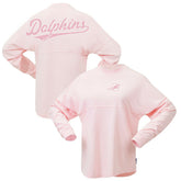 Miami Dolphins Women's Millennial Spirit Jersey T-Shirt Pink - Fanatics