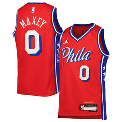 NBA - Tyrese Maxey Philadelphia 76ers Jordan Brand Youth Swingman Jersey - Statement Edition - Red