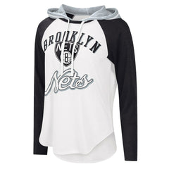 NBA - Brooklyn Nets G-III 4Her by Carl Banks Women's MVP Raglan Hoodie Long Sleeve T-Shirt - White