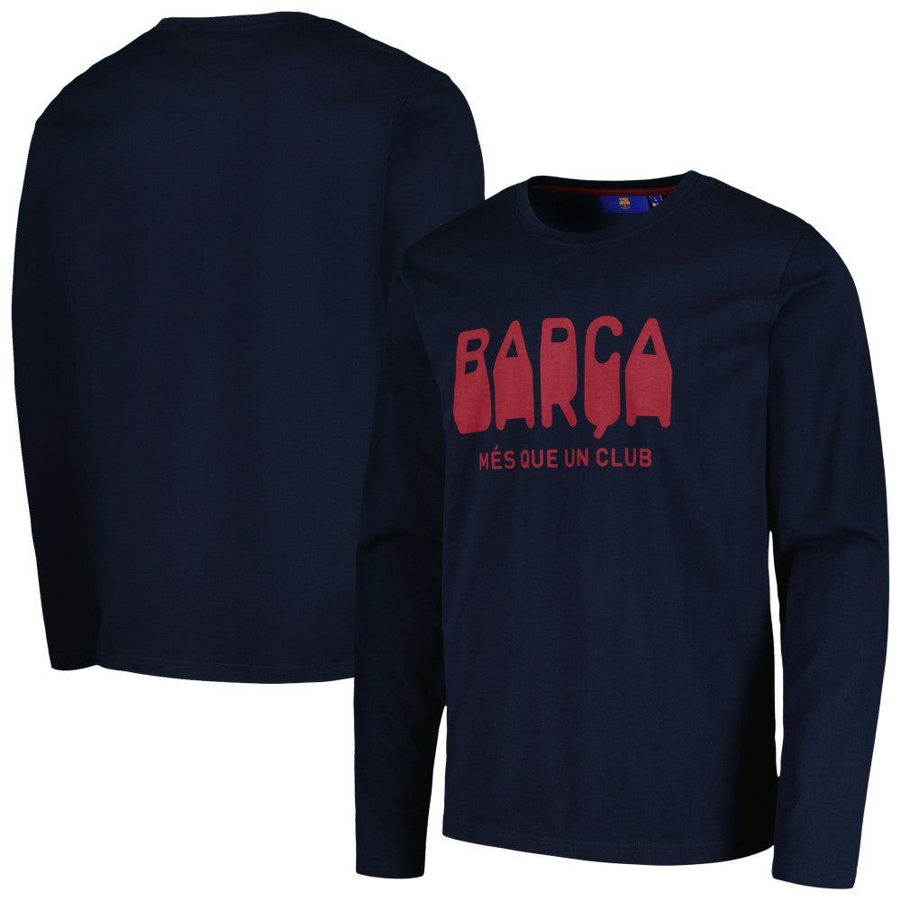 Barcelona Heavy Long Sleeve T-Shirts - Navy