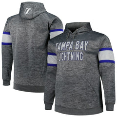 Tampa Bay Lightning - Big & Tall Stripe Pullover Hoodie Heather Charcoal