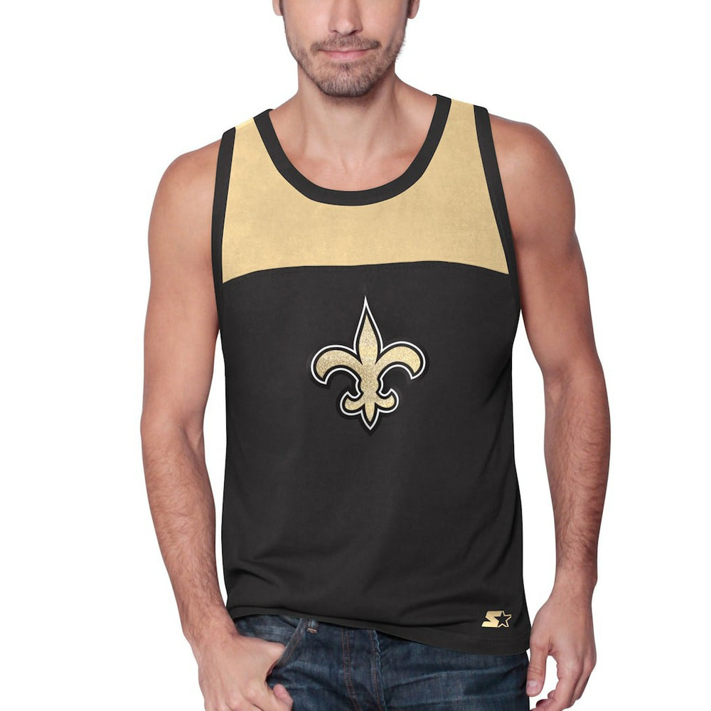New Orleans Saints Starter Logo Touchdown Fashion Tank Top Black/Gold - NFL