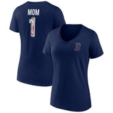 Boston Red Sox Women's Team Logo Mother's Day V-Neck T-Shirt On Sale
