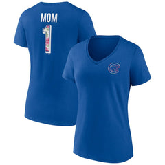 Chicago Cubs Women's Team Logo Mother's Day V-Neck T-Shirt On Sale
