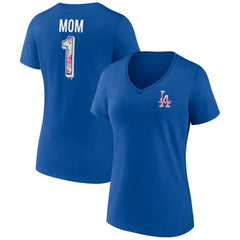 Los Angeles Dodgers Women's Team Logo Mother's Day V-Neck T-Shirt Clearance