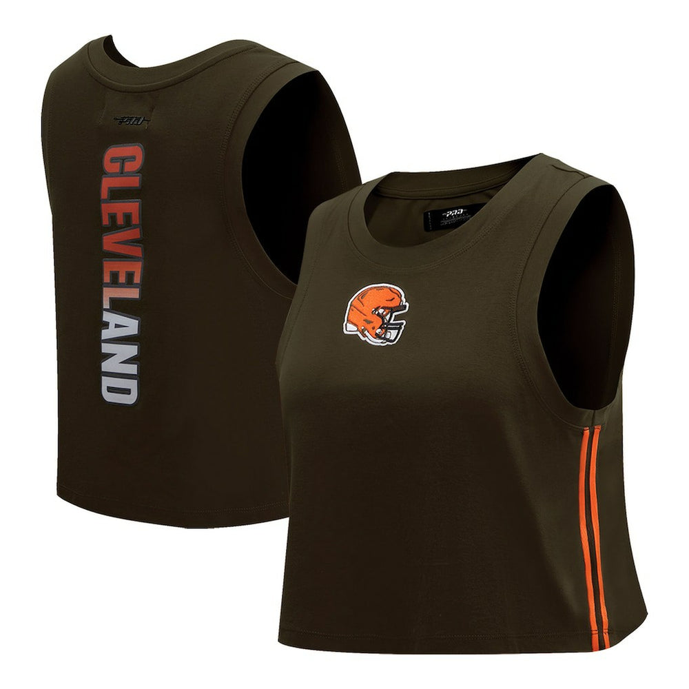 Cleveland Browns Pro Standard Women's Ombre Wordmark Classic Cropped Tank Top Brown - NFL