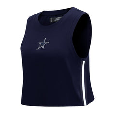 Dallas Cowboys Pro Standard Women's Ombre Wordmark Classic Cropped Tank Top Navy - NFL