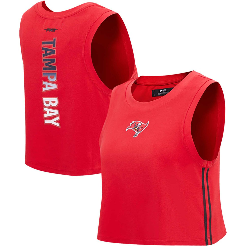 Tampa Bay Buccaneers Pro Standard Women's Ombre Wordmark Classic Cropped Tank Top Red - NFL