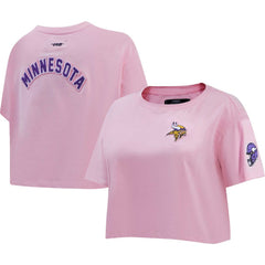 Minnesota Vikings Pro Standard Women's Cropped Boxy T-Shirt Pink - NFL