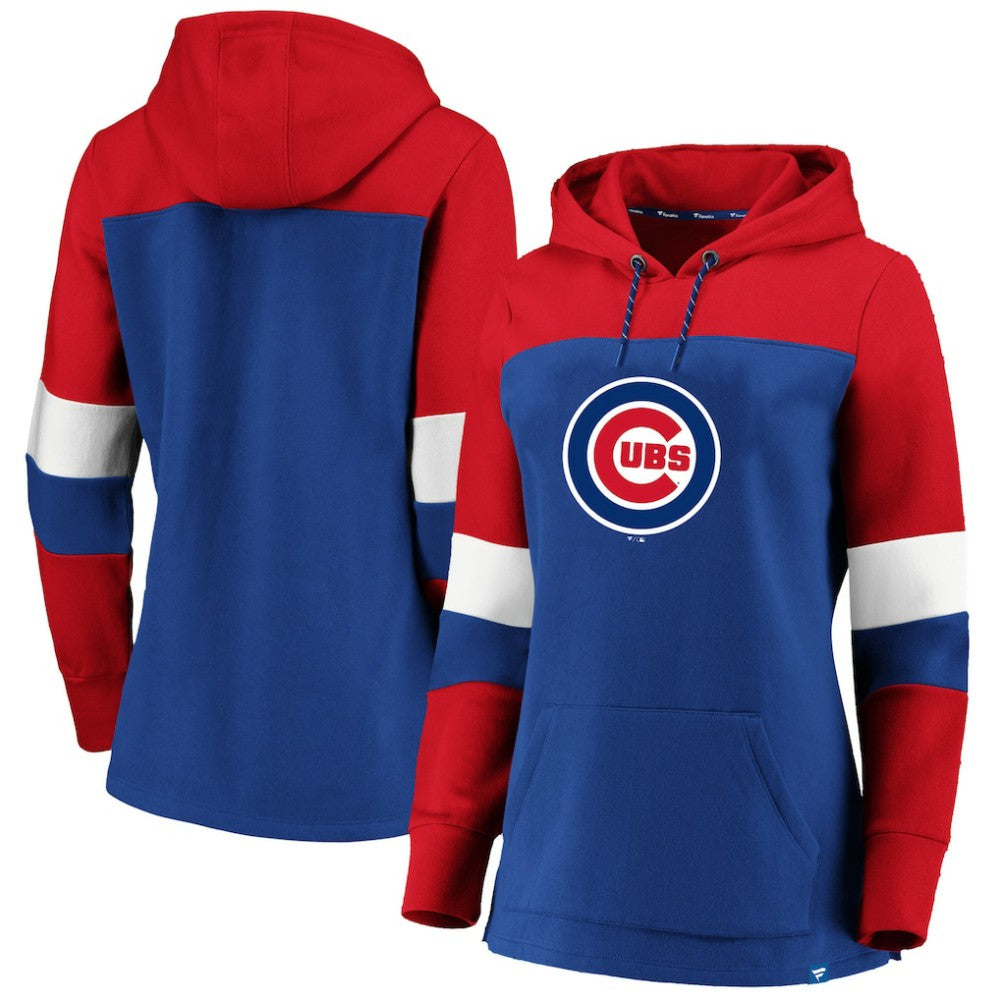 Chicago Cubs Women's Plus Size Colorblock Pullover Hoodie Clearance