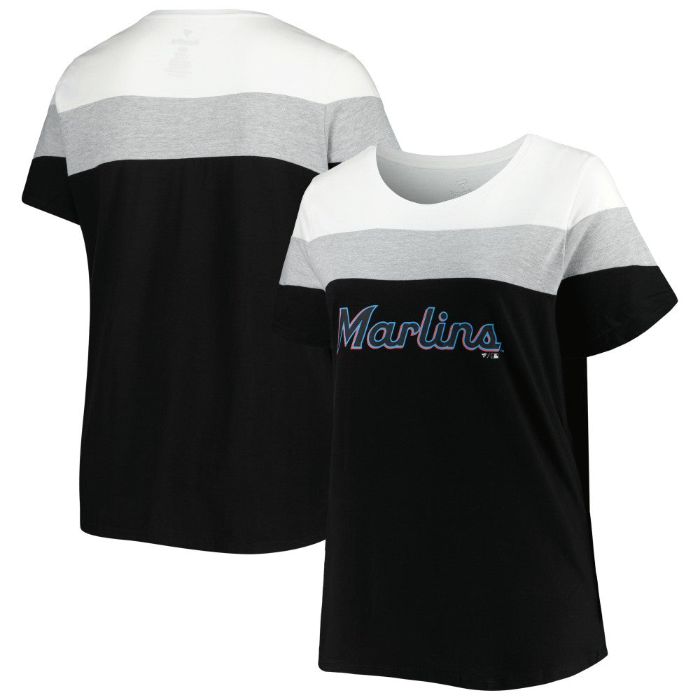 Miami Marlins Women's Plus Size Colorblock T-Shirt On Sale