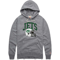 New York Jets Homage Retro Helmet Raglan Pullover Tri-Blend Hoodie Gray - NFL