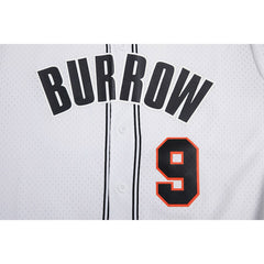 Joe Burrow Cincinnati Bengals Pro Standard Mesh Baseball Button-Up T-Shirt White - NFL