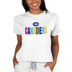 Montreal Canadiens - Concepts Sport Women's Tri-Blend Mainstream Terry Short Sleeve Sweatshirt Top Oatmeal