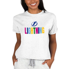 Tampa Bay Lightning - Concepts Sport Women's Tri-Blend Mainstream Terry Short Sleeve Sweatshirt Top Oatmeal