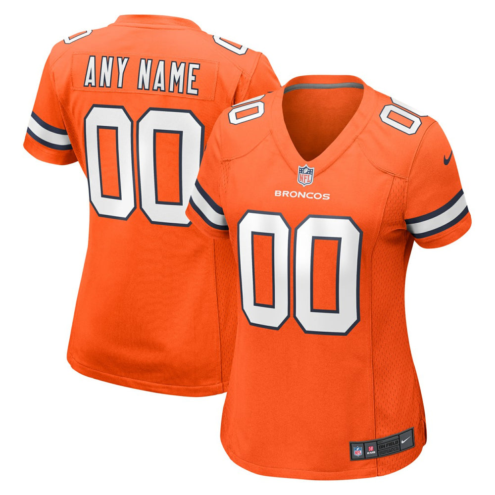 Denver Broncos Women's Alternate Custom Game Jersey Orange - Nike