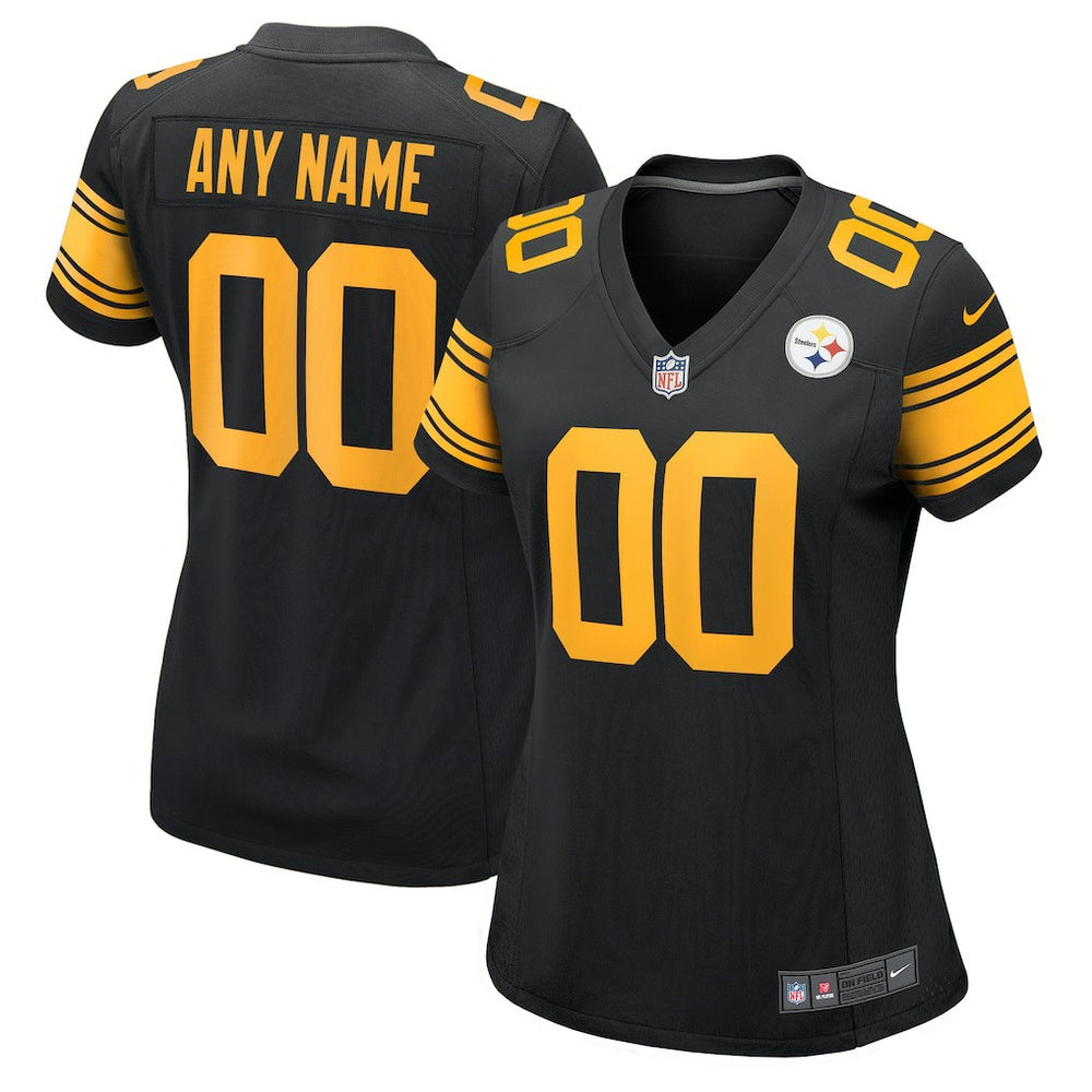 Pittsburgh Steelers Women's Alternate Custom Game Jersey Black - Nike