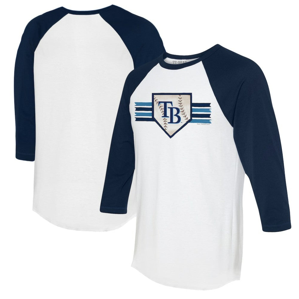Tampa Bay Rays Tiny Turnip Women's Base Stripe 3/4-Sleeve Raglan T-Shirt On Sale