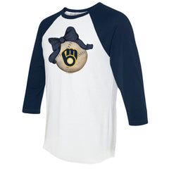 Milwaukee Brewers Tiny Turnip Women's Baseball Bow 3/4-Sleeve Raglan T-Shirt Online