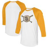 San Diego Padres Tiny Turnip Women's Baseball Cross Bats 3/4-Sleeve Raglan T-Shirt discount