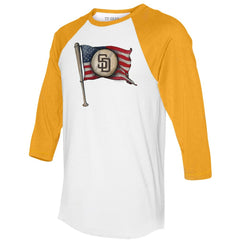 San Diego Padres Tiny Turnip Women's Baseball Flag 3/4-Sleeve Raglan T-Shirt discount