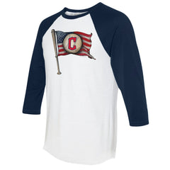 Cleveland Guardians Tiny Turnip Women's Baseball Flag 3/4-Sleeve Raglan T-Shirt for sale