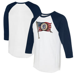 Detroit Tigers Tiny Turnip Women's Baseball Flag 3/4-Sleeve Raglan T-Shirt Lifestyle