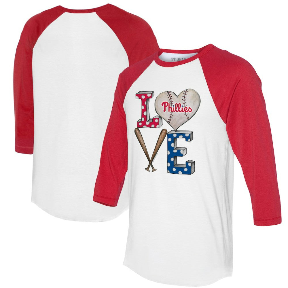 Philadelphia Phillies Tiny Turnip Women's Baseball Love Raglan 3/4-Sleeve T-Shirt for sale
