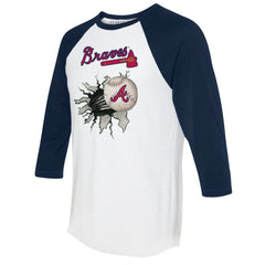 Atlanta Braves Tiny Turnip Women's Baseball Tear 3/4-Sleeve Raglan T-Shirt discount