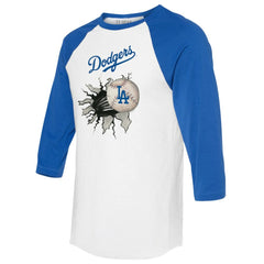 Los Angeles Dodgers Tiny Turnip Women's Baseball Tear 3/4-Sleeve Raglan T-Shirt for sale