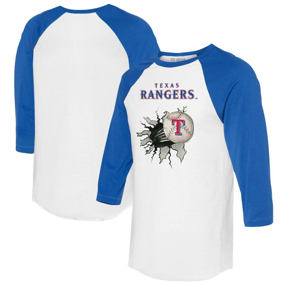 Texas Rangers Tiny Turnip Women's Baseball Tear 3/4-Sleeve Raglan T-Shirt Lifestyle