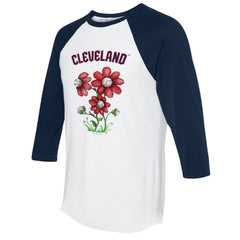 Cleveland Guardians Tiny Turnip Women's Blooming Baseballs 3/4-Sleeve Raglan T-Shirt Clearance