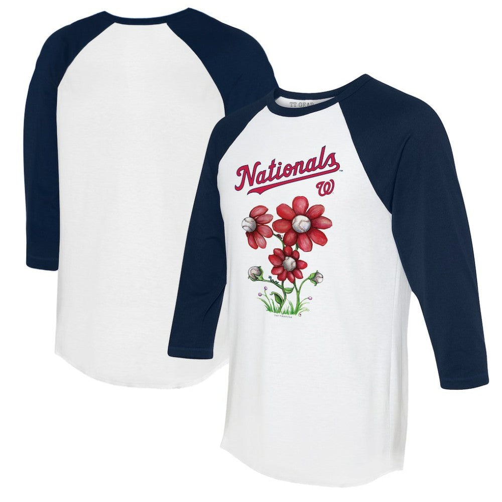 Washington Nationals Tiny Turnip Women's Blooming Baseballs 3/4-Sleeve Raglan T-Shirt On Sale