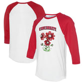 Cincinnati Reds Tiny Turnip Women's Blooming Baseballs 3/4-Sleeve Raglan T-Shirt Clearance