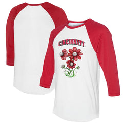Cincinnati Reds Tiny Turnip Women's Blooming Baseballs 3/4-Sleeve Raglan T-Shirt Clearance