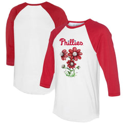 Philadelphia Phillies Tiny Turnip Women's Blooming Baseballs 3/4-Sleeve Raglan T-Shirt Lifestyle