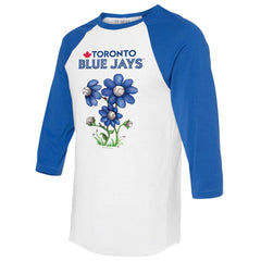 Toronto Blue Jays Tiny Turnip Women's Blooming Baseballs 3/4-Sleeve Raglan T-Shirt On Sale