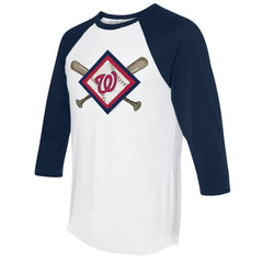 Washington Nationals Tiny Turnip Women's Diamond Cross Bats 3/4-Sleeve Raglan T-Shirt Online